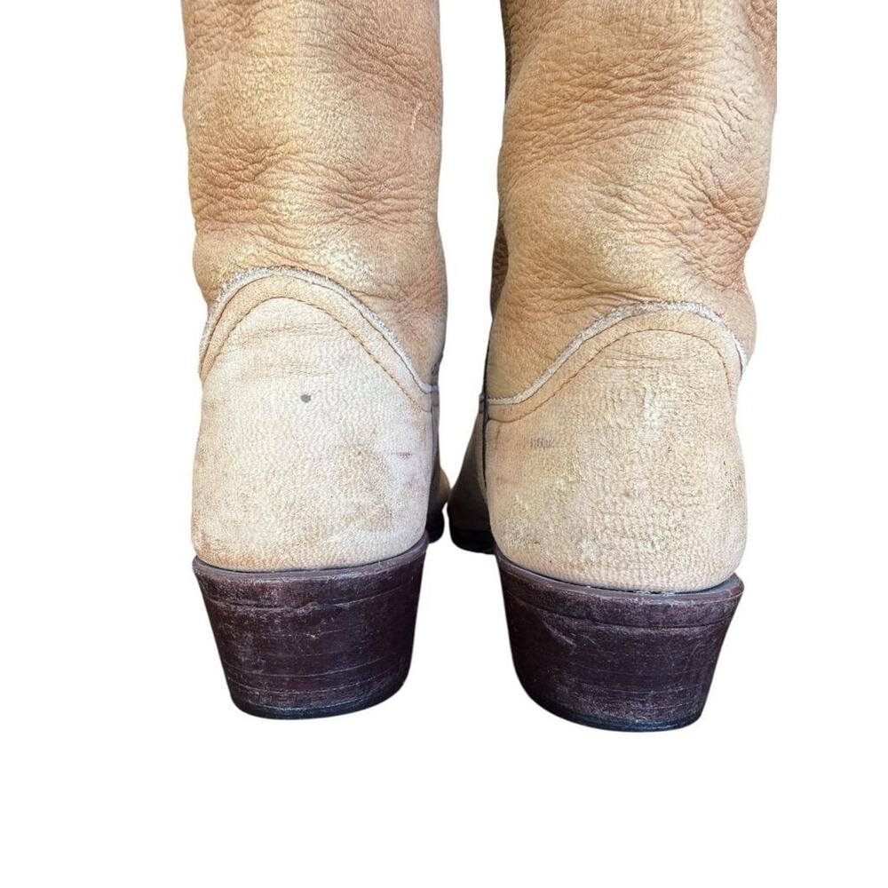 Vintage Larry Mahan Knee High Tan Leather Cowboy Boot Women size 5.5 - Picture 5 of 8